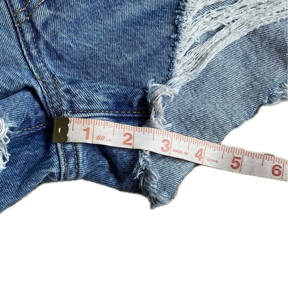 LEVI'S 501 High Rise Cut Off Denim Shorts Size 32 Quiet Riot Button Fly Festival - Picture 9 of 9